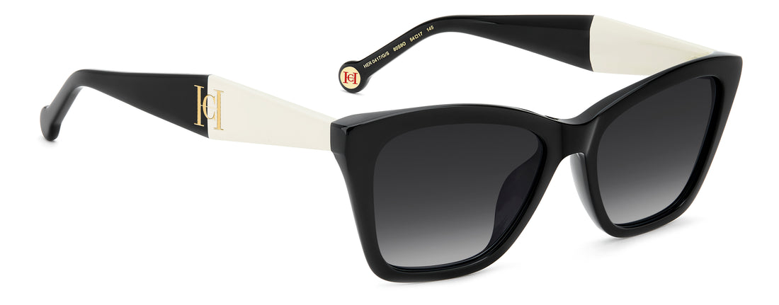 Solbriller carolina herrera her 0417/g/s 80s 9o negro rectangular femenino størrelse 54mm - Detaljeret visning