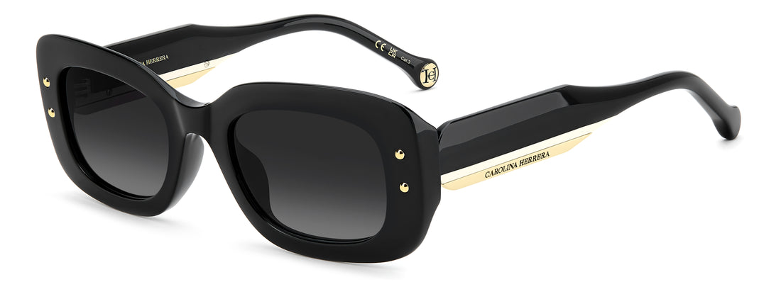 Solbriller carolina herrera her 0411/g/s 807 9o negro rectangular femenino størrelse 50mm - Hovedvisning