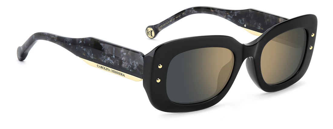 Solbriller carolina herrera her 0411/g/s 807 jo negro rectangular femenino størrelse 50mm - Detaljeret visning