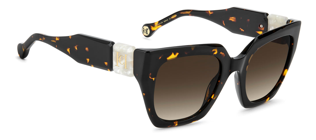 Solbriller carolina herrera her 0414/s 086 ha havana square femenino størrelse 52mm - Detaljeret visning