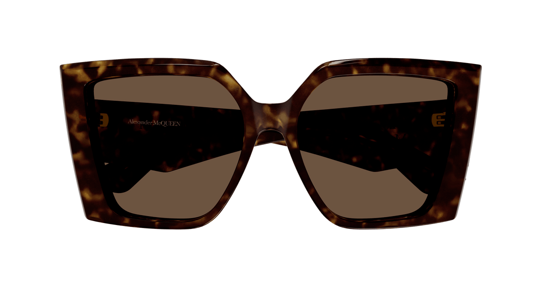 Solglasögon alexander mcqueen am0467s 002 havana rectangular / squared femenino storlek 56mm - Detaljvy