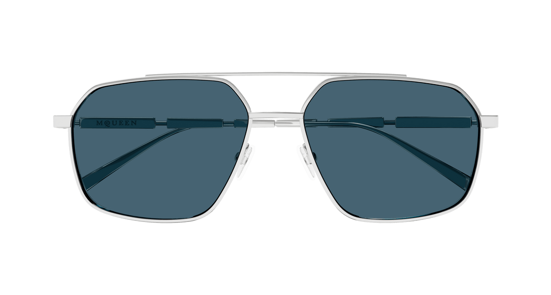 Gafas de sol alexander mcqueen am0477s 004 plateado pilot/navigator masculino talla 59mm - Vista de detalle