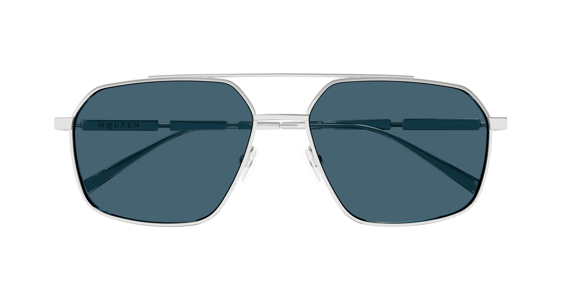 Solglasögon alexander mcqueen am0477s 004 plateado pilot/navigator masculino storlek 59mm - Detaljvy