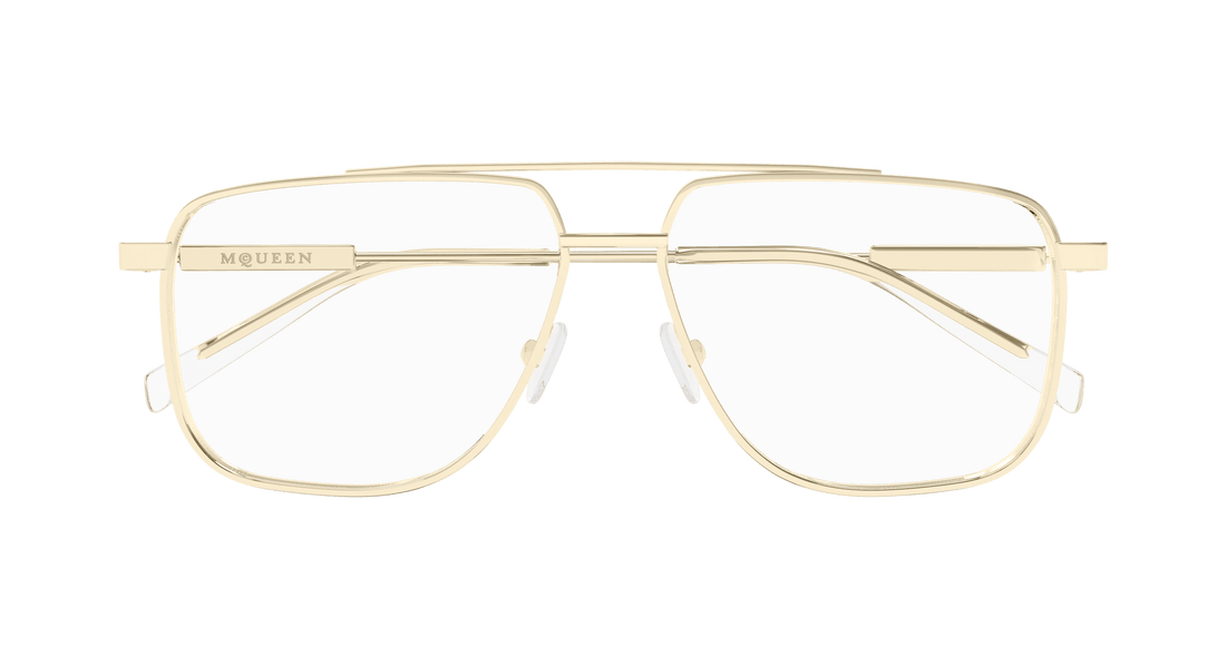 Gafas graduadas alexander mcqueen am0480o 002 dorado pilot/navigator unisex talla 57mm - Vista de detalle