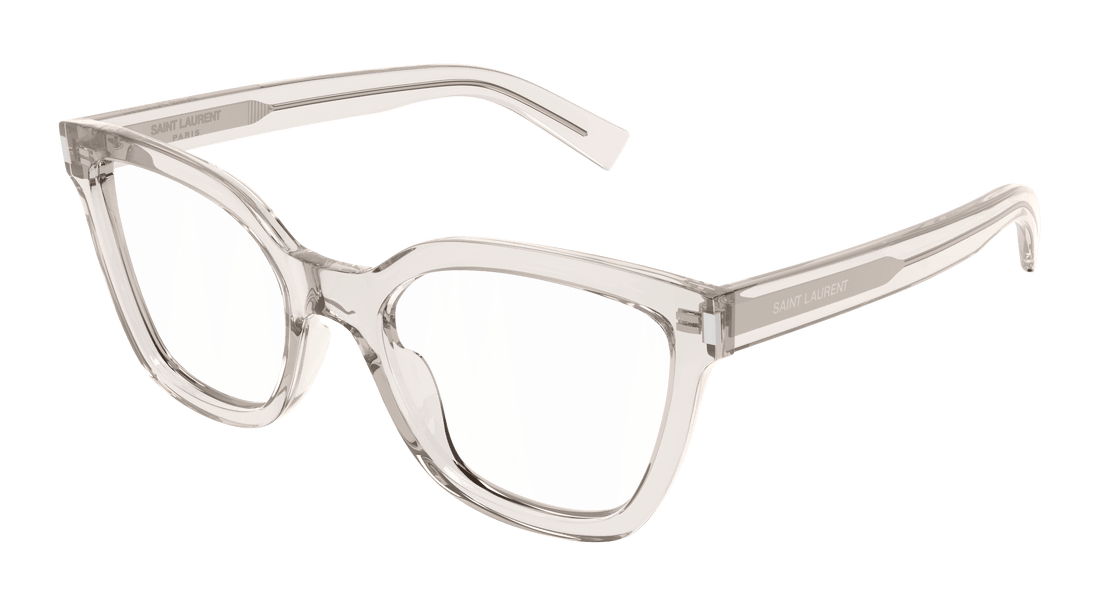 Prescription glasses saint laurent sl 748 004 beige cat eye femenino size 54mm - Main view