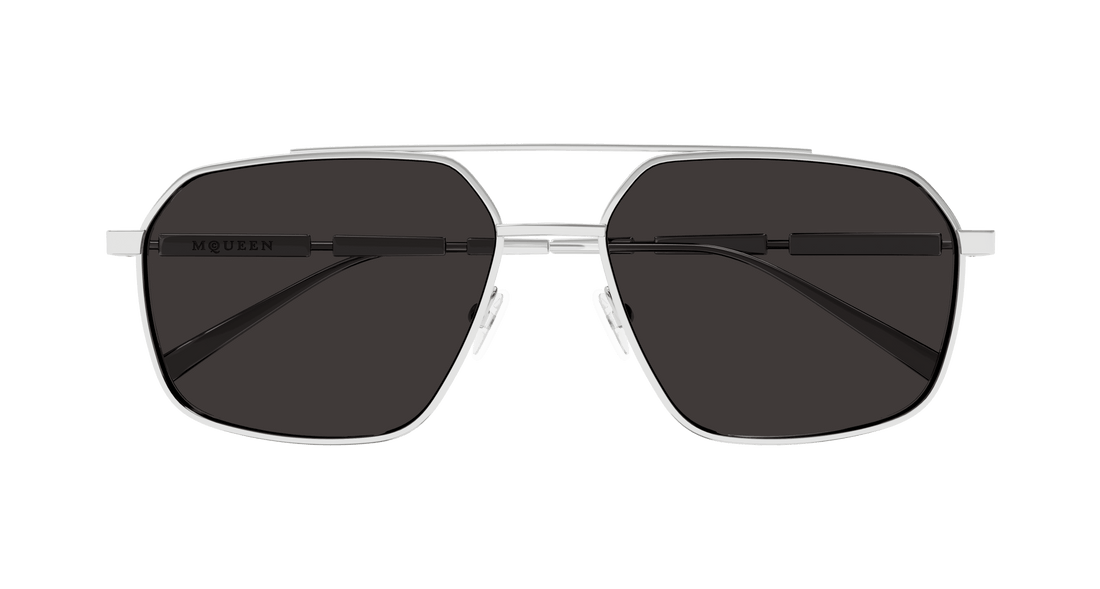Gafas de sol alexander mcqueen am0477s 001 plateado pilot/navigator masculino talla 59mm - Vista de detalle
