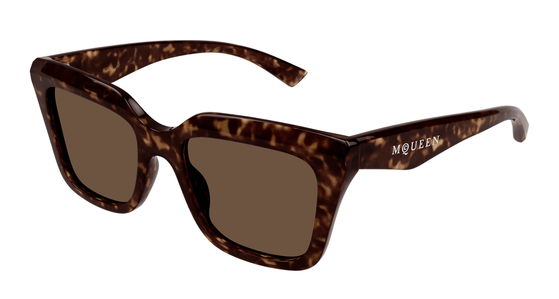 Solglasögon alexander mcqueen am0473s 002 havana rectangular / squared femenino storlek 53mm - Huvudvy