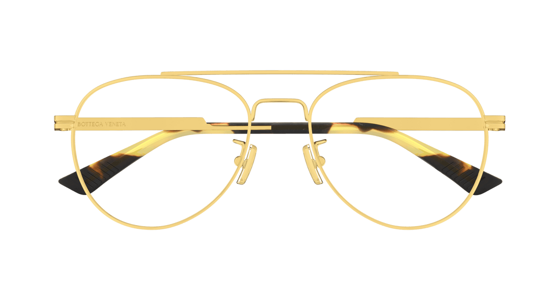 Óculos graduados bottega veneta bv1340ok 001 dorado pilot/navigator unisex tamanho 54mm - Vista de detalhe