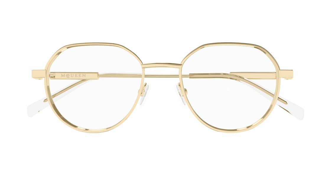 Gafas graduadas alexander mcqueen am0479o 002 dorado round/oval/panthos unisex talla 50mm - Vista de detalle