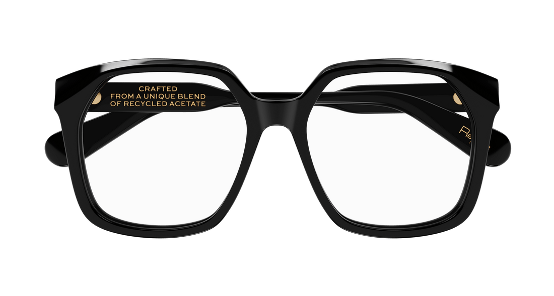 Óculos graduados chloé ch0263o 001 negro rectangular / squared femenino tamanho 55mm - Vista de detalhe