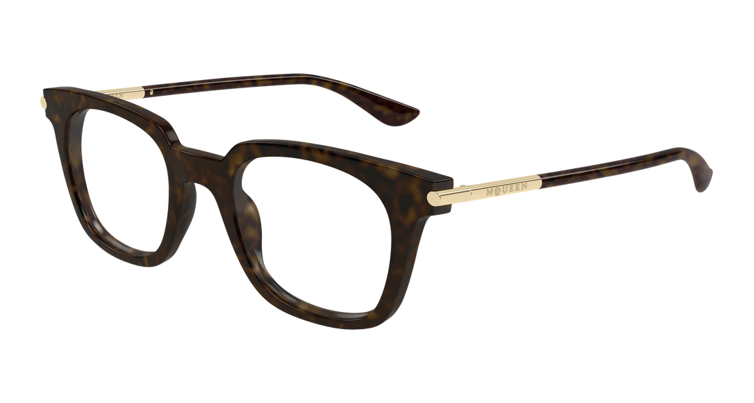 Glasögon alexander mcqueen am0521o 002 havana rectangular / squared unisex storlek 48mm - Huvudvy