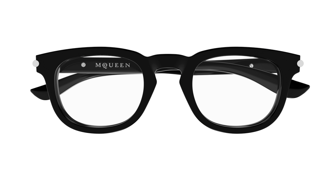 Gafas graduadas alexander mcqueen am0498o 001 negro round masculino talla 48mm - Vista de detalle
