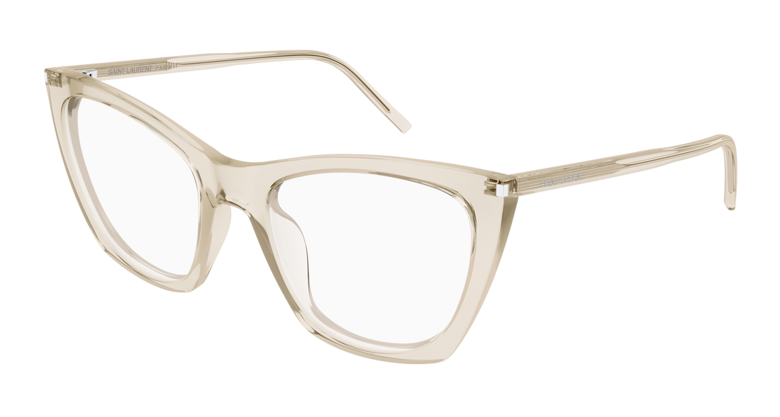 Prescription glasses saint laurent sl 214 kate thin opt 004 beige cat eye femenino size 55mm - Main view