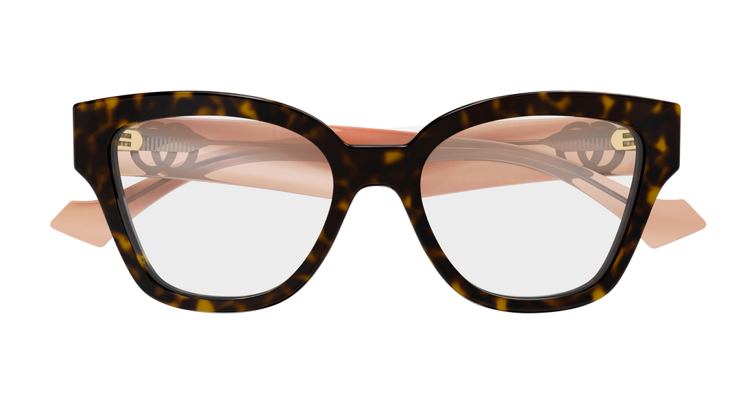 Prescription glasses gucci gg1424o 014 havana round/oval/panthos femenino size 54mm - Detailed view