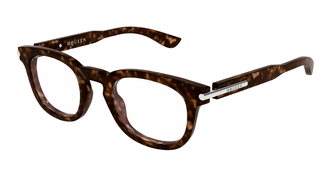 Glasögon alexander mcqueen am0498o 002 havana round masculino storlek 48mm - Huvudvy