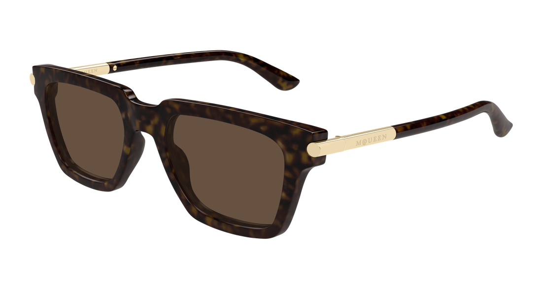 Solglasögon alexander mcqueen am0519s 002 havana rectangular / squared masculino storlek 52mm - Huvudvy
