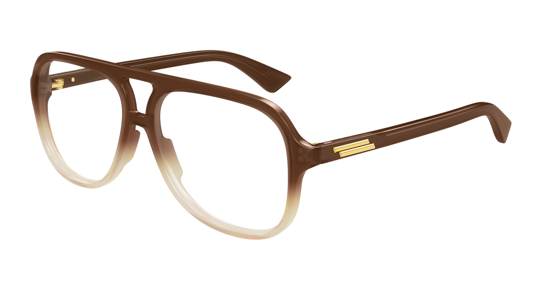 Briller bottega veneta bv1417o 004 marron pilot/navigator unisex størrelse 56mm - Hovedvisning