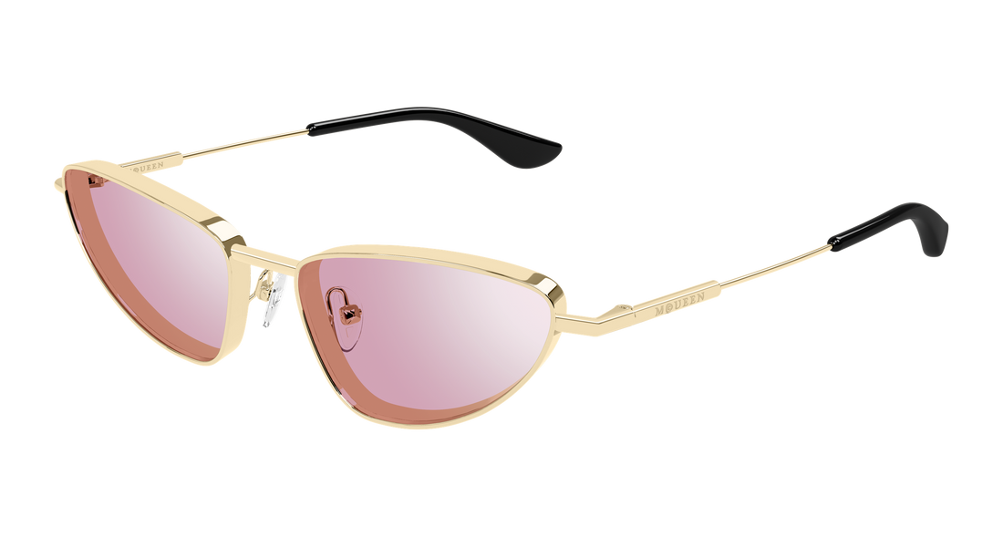 Solglasögon alexander mcqueen am0522s 004 dorado cat eye femenino storlek 56mm - Huvudvy
