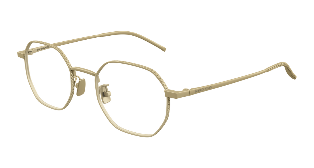 Prescription glasses bottega veneta bv1423oa 001 bronce round/oval/panthos unisex size 50mm - Main view