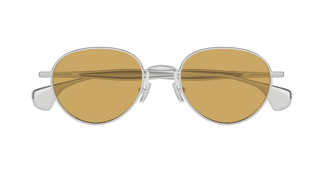 Occhiali da sole bottega veneta bv1396s 001 plateado round unisex taglia 50mm - Vista dettagliata