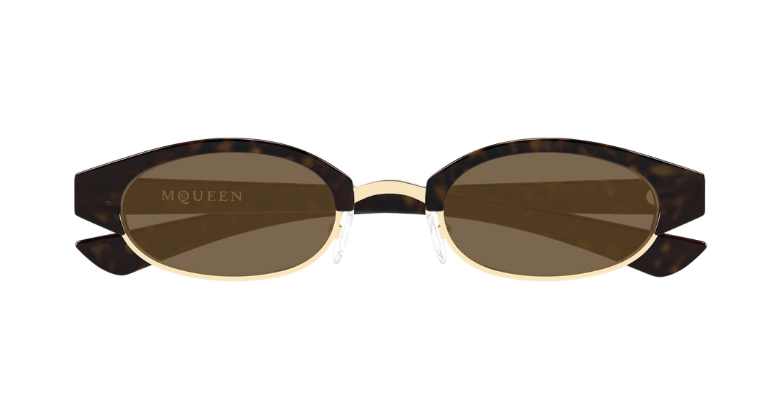 Solglasögon alexander mcqueen am0534s 002 havana round/oval/panthos unisex storlek 48mm - Detaljvy