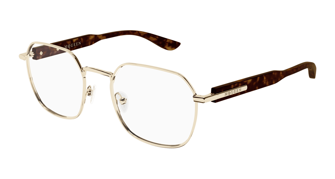 Glasögon alexander mcqueen am0499o 003 dorado geometric masculino storlek 52mm - Huvudvy