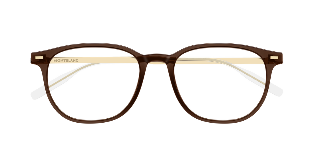 Occhiali da vista montblanc mb0448oa 004 marron round/oval/panthos masculino taglia 53mm - Vista dettagliata