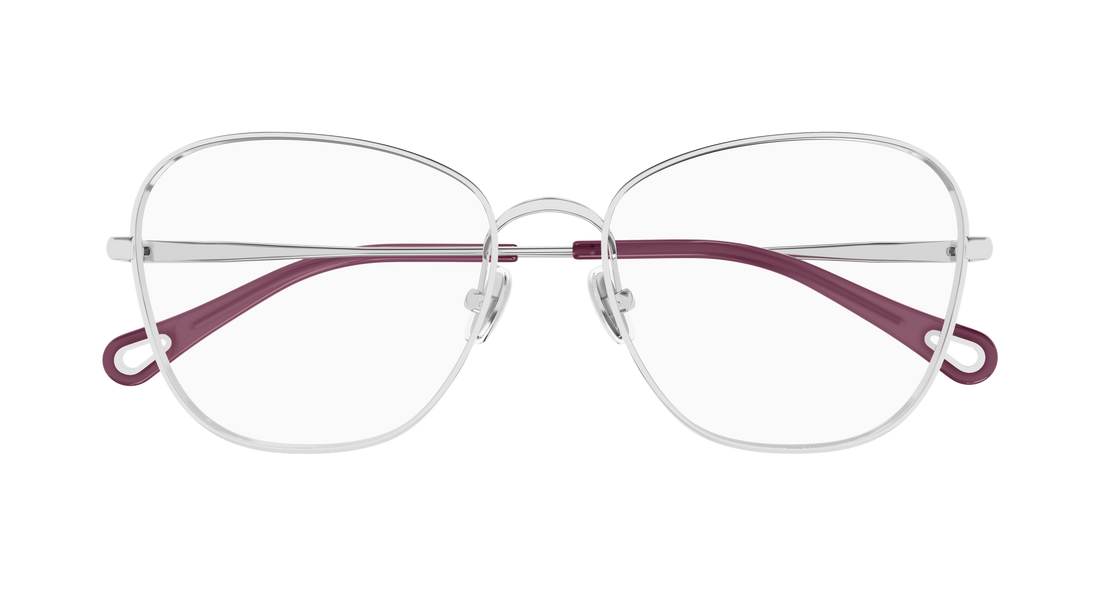 Óculos graduados chloé ch0344o 001 plateado cat eye femenino tamanho 56mm - Vista de detalhe