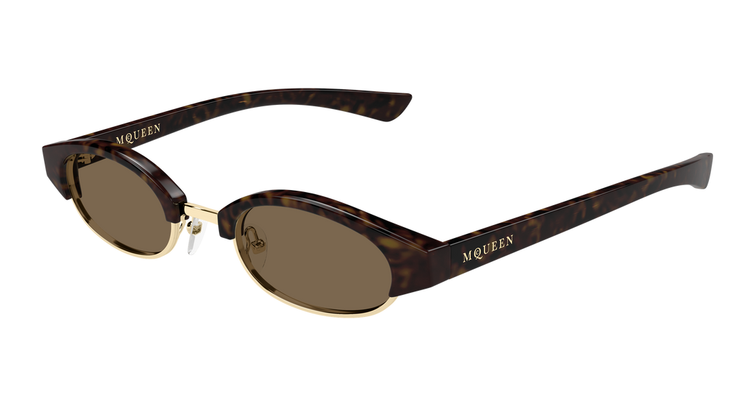 Solglasögon alexander mcqueen am0534s 002 havana round/oval/panthos unisex storlek 48mm - Huvudvy