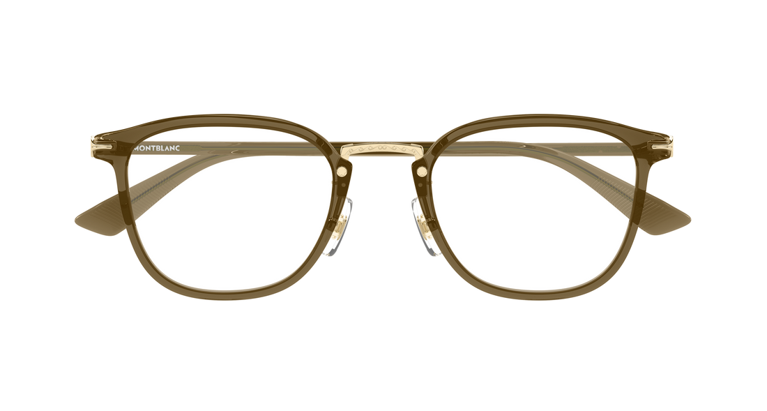 Occhiali da vista montblanc mb0440oa 004 marron round/oval/panthos masculino taglia 50mm - Vista dettagliata