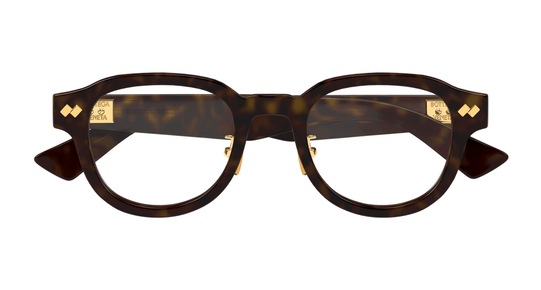 Óculos graduados bottega veneta bv1355oj 006 havana round unisex tamanho 51mm - Vista de detalhe