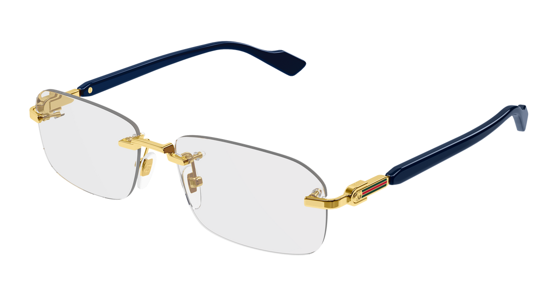 Óculos graduados gucci gg1221o 004 dorado rectangular / squared masculino tamanho 56mm - Vista principal