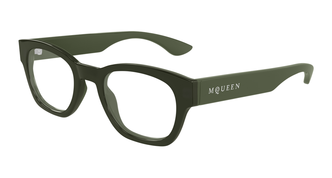 Occhiali da vista alexander mcqueen am0530o 008 verde round/oval/panthos masculino taglia 52mm - Vista principale