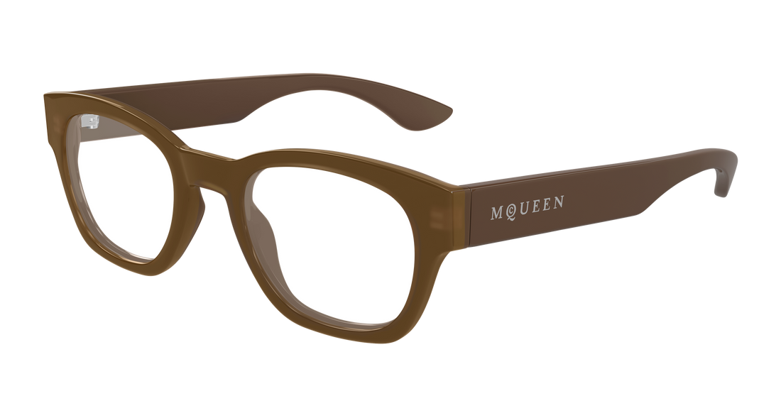 Occhiali da vista alexander mcqueen am0530o 007 marron round/oval/panthos masculino taglia 52mm - Vista principale