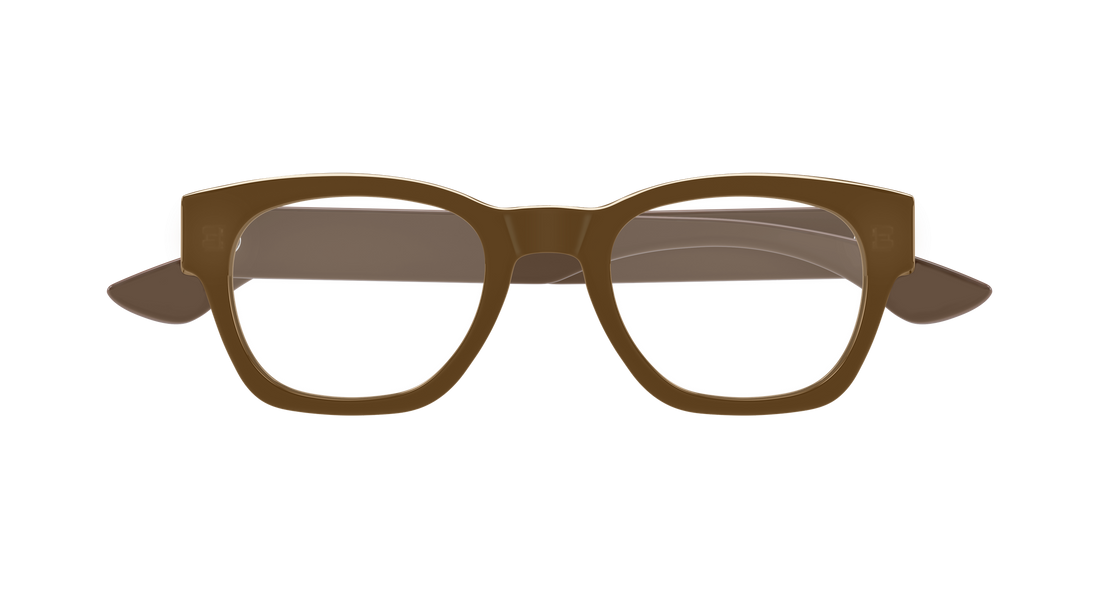 Occhiali da vista alexander mcqueen am0530o 007 marron round/oval/panthos masculino taglia 52mm - Vista dettagliata