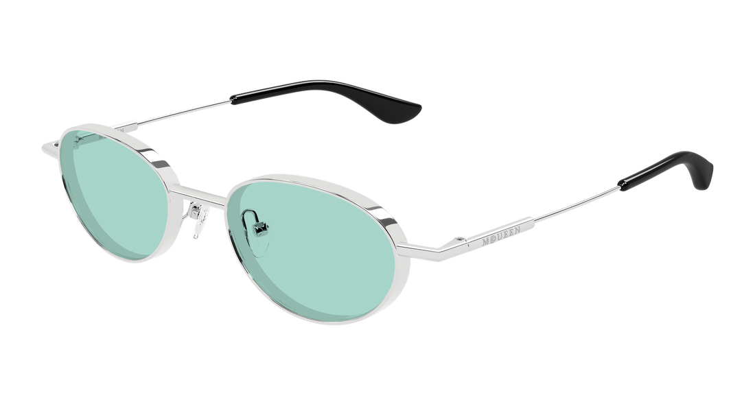 Solglasögon alexander mcqueen am0523s 003 plateado round/oval/panthos unisex storlek 50mm - Huvudvy