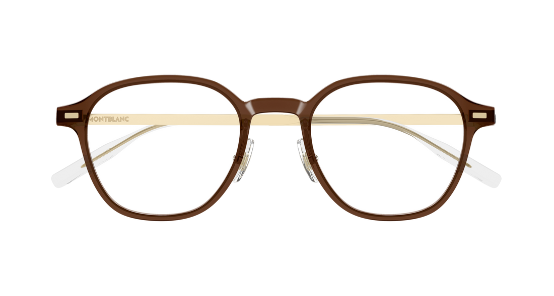 Occhiali da vista montblanc mb0427o 005 marron round/oval/panthos masculino taglia 50mm - Vista dettagliata