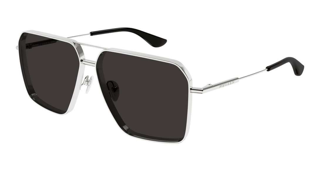 Solglasögon alexander mcqueen am0500s 001 plateado pilot masculino storlek 60mm - Huvudvy