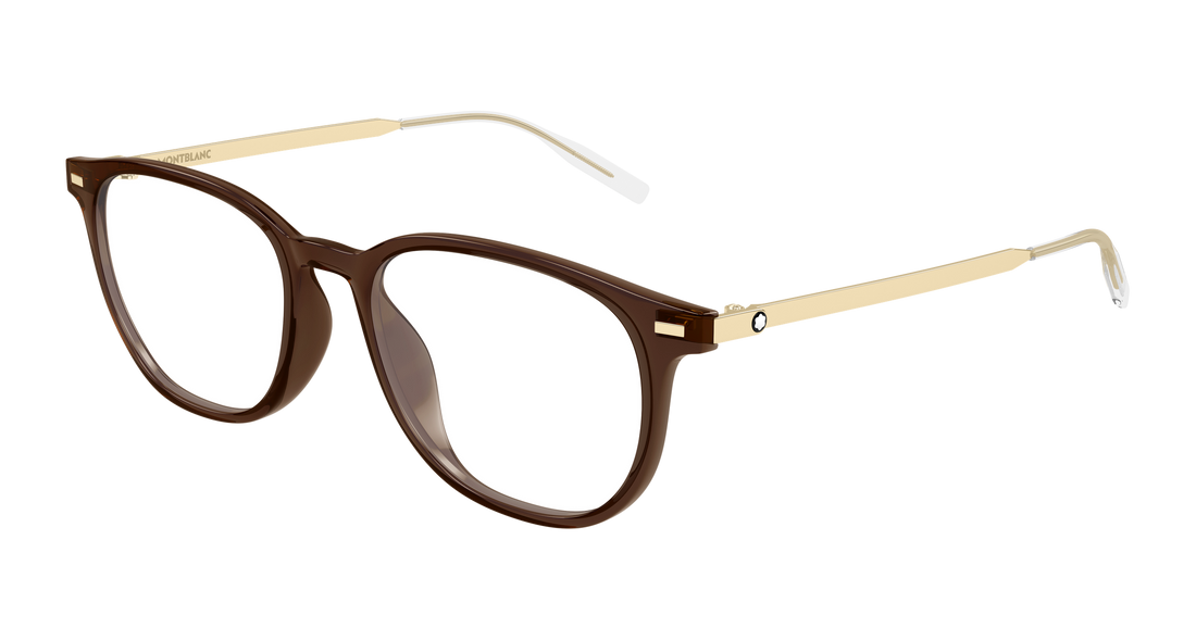 Occhiali da vista montblanc mb0448oa 004 marron round/oval/panthos masculino taglia 53mm - Vista principale