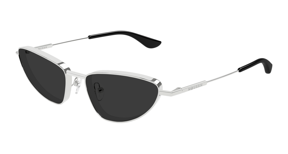 Solglasögon alexander mcqueen am0522s 001 plateado cat eye femenino storlek 56mm - Huvudvy