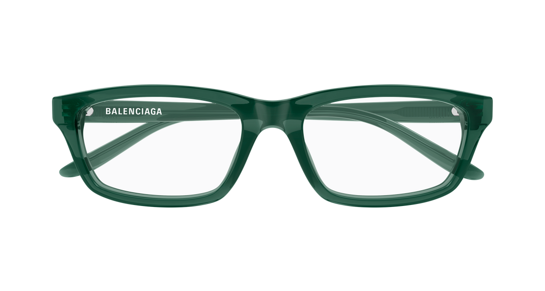 Occhiali da vista balenciaga bb0439o 007 verde rectangular / squared masculino taglia 55mm - Vista dettagliata