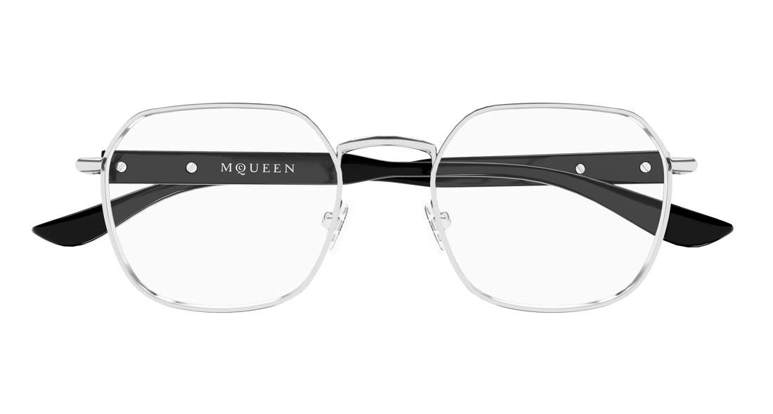 Glasögon alexander mcqueen am0499o 001 plateado geometric masculino storlek 52mm - Detaljvy