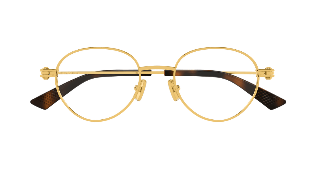 Gafas graduadas bottega veneta bv1382o 003 dorado round unisex talla 50mm - Vista de detalle