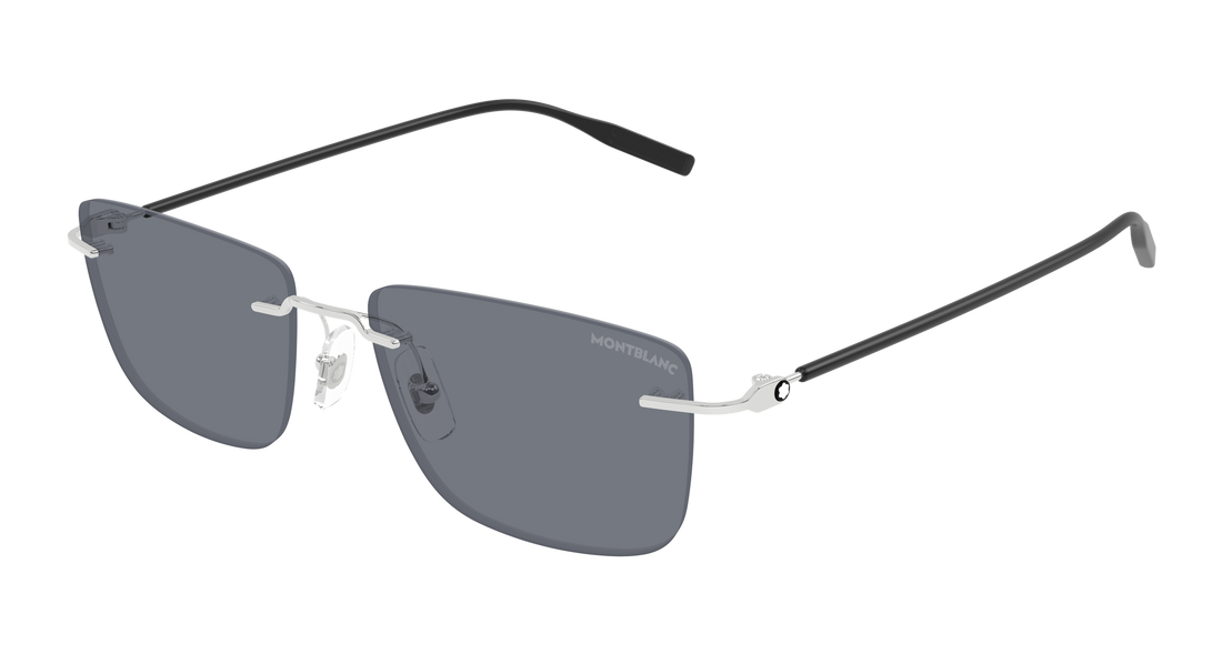 Solbriller montblanc mb0429s 002 plateado rectangular / squared masculino størrelse 56mm - Hovedvisning