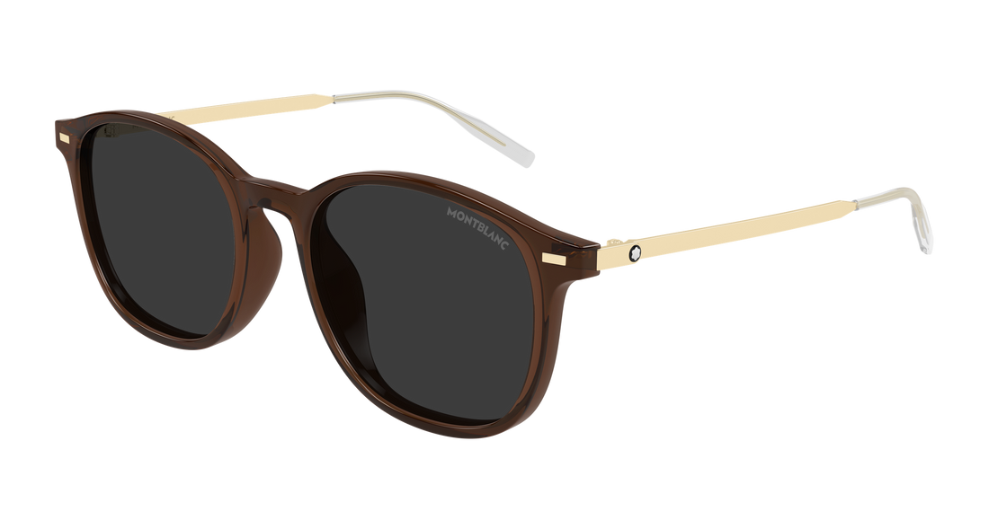 Occhiali da sole montblanc mb0454sa 003 marron round/oval/panthos masculino taglia 54mm - Vista principale