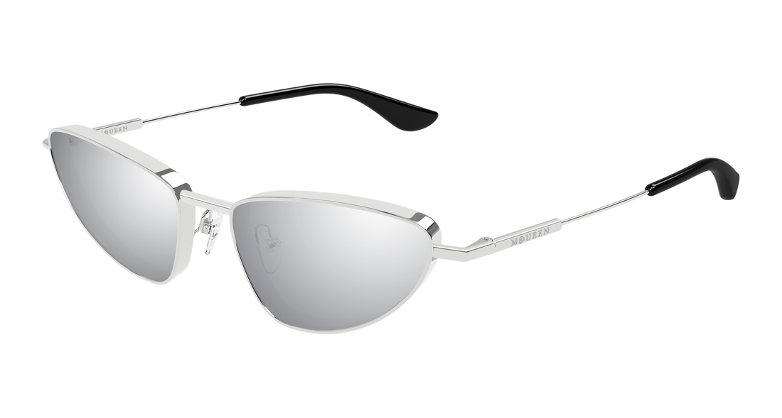 Solglasögon alexander mcqueen am0522s 003 plateado cat eye femenino storlek 56mm - Huvudvy