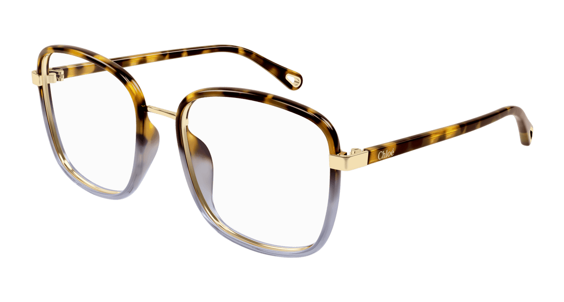 Glasögon chloé ch0034o 018 havana square femenino storlek 50mm - Huvudvy