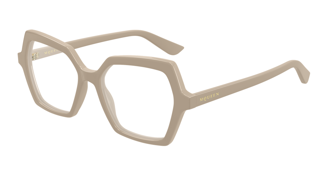Occhiali da vista alexander mcqueen am0537o 003 beige geometric femenino taglia 54mm - Vista principale
