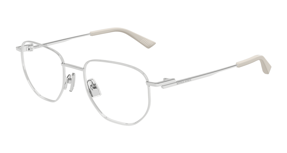 Prescription glasses bottega veneta bv1301o 005 plateado round unisex size 52mm - Main view