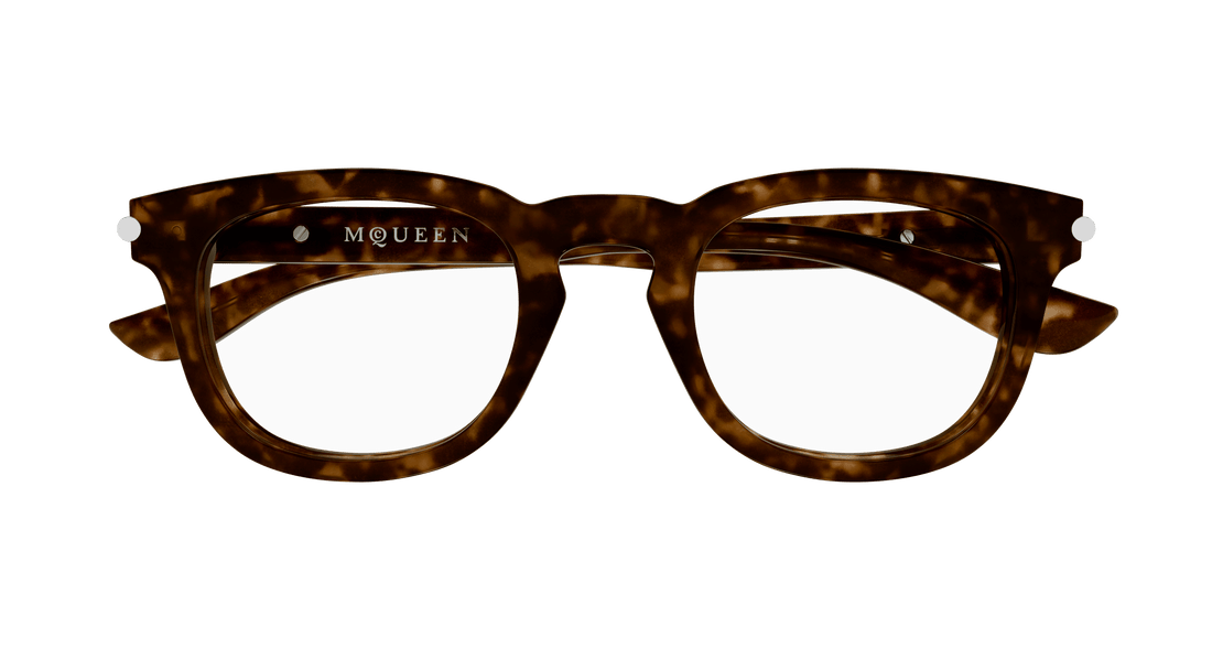 Glasögon alexander mcqueen am0498o 002 havana round masculino storlek 48mm - Detaljvy